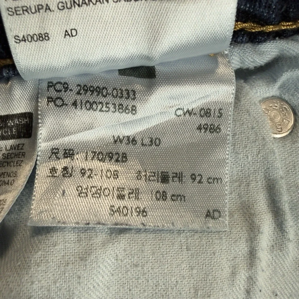Levis 504 Jeans Mens 36x30 Blue Straight Leg Mid Rise Stretch Dark‎ Wash